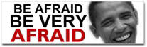 Be Afraid of Obama Sticker (Bumper)