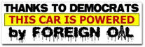 Powered by Foreign Oil Sticker (Bumper)